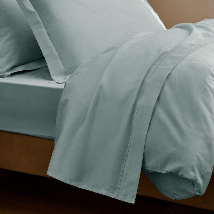 Drap Housse "Prestige" 100% Satin de coton Peigné 120 fils /cm² Coton Pur - Prestige Céladon - 200 x 200 cm bonnet de 30 cm