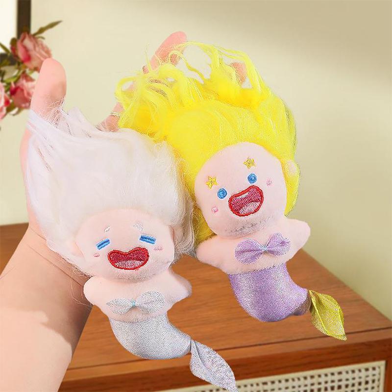 

Kawaii Cute Mermaid Funny Toothless Cotton Doll Keychain Accessories Plush Toys Bag Pendant Car Key Chain Creative Kid Gifts