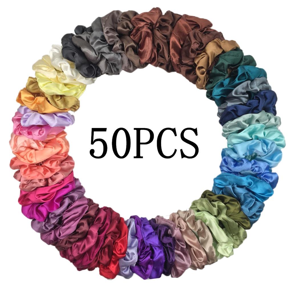 50/40/30 Stück/10 Stück Haargummis für Frauen Mädchen Plüsch Elastisches Band Gummiband Weihnachten Weihnachtsmann Accessoires Flauschiger Kunstpelz Satin