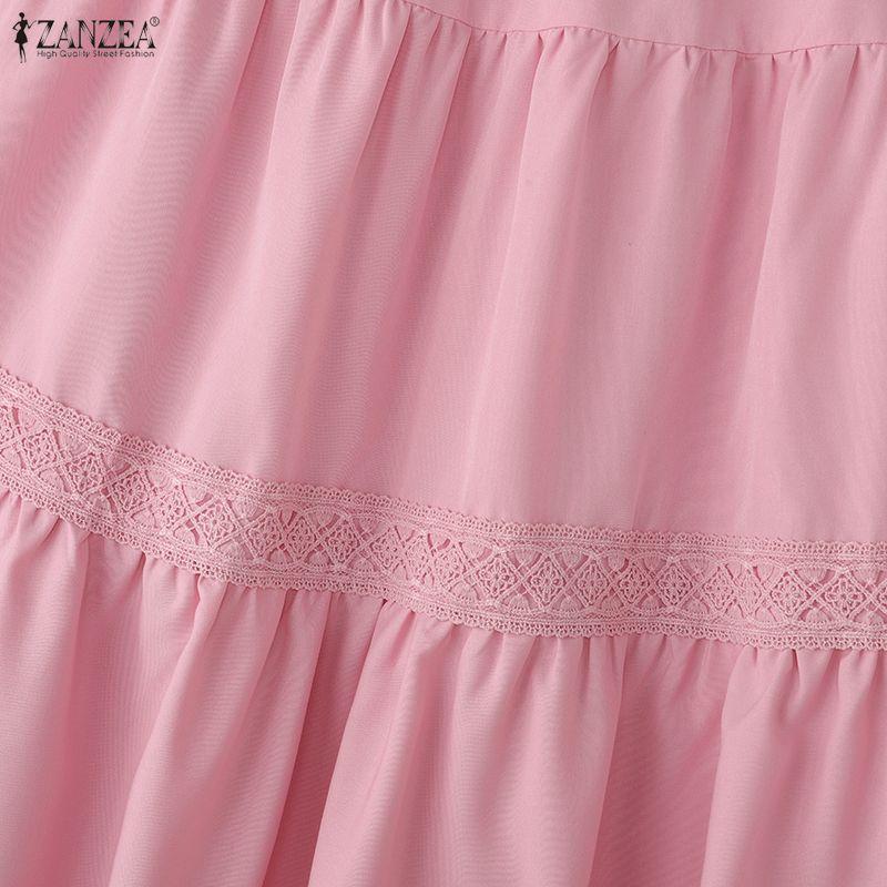 ZANZEA Saias longas soltas de cintura elástica casual feminina