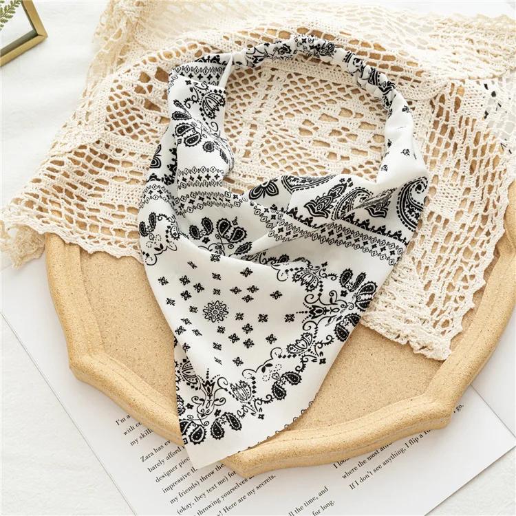 Bohemia Women Bandana Hair Scarf Summer Vintage Printted Chiffon Head Scarf Elastic Hair Bands Headwear Turban Femme