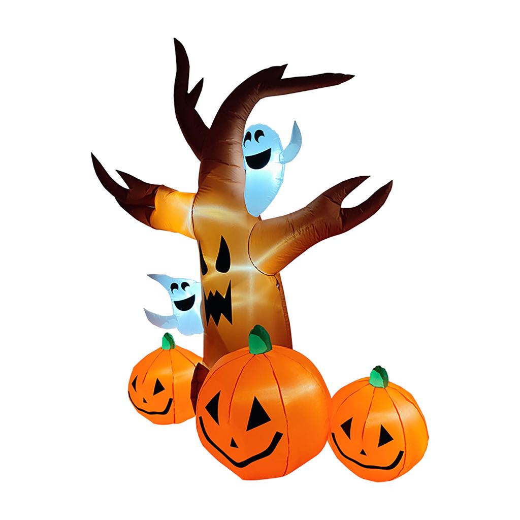 Inflatables Scary Tree with Ghost and Pumpkin Lighted Blow Up Haunted Tree Yard Decor for Home Lawn Garden