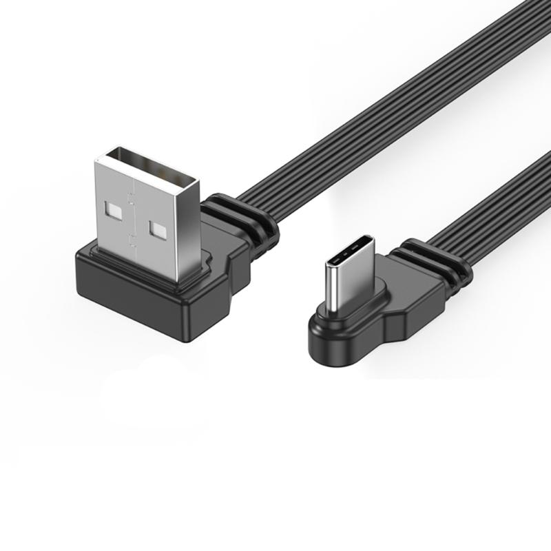 10CM-100CM Flat Flexible straight&Up & Down & Left & Right Angled 90 Degree Usb Male to Type C Male charging and Data Cable
