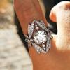Huitan Personality Ring for Women Hyperbole Design Luxury Cubic Zirconia Crystal Rings Wedding Party Bridal Trendy Zircon New