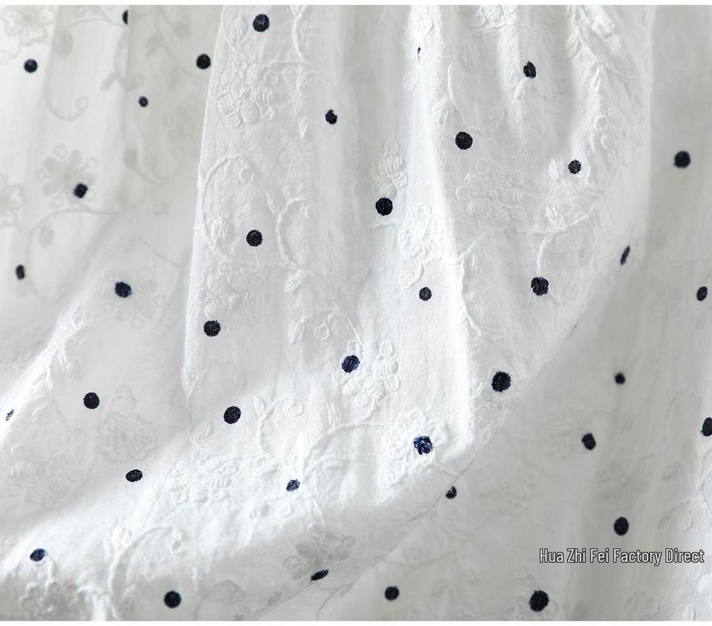 Spring 2026 Women's Polka Dot Embroidered Jacquard Shirt with Back Buttons