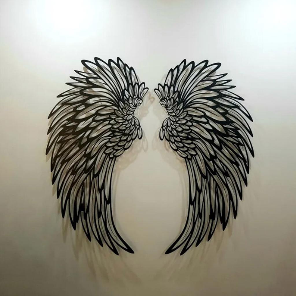 1Pair Angel Wings with Led Light Metal Sculpture Decoration Accessory for Restaurant Dining Room Party Decoration