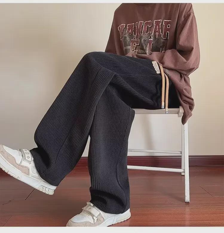 

Мужские вельветовые брюки в американском стиле: Осенне-зимние плюс бархатные свободные прямые спортивные брюки, модные повседневные брюки с широкими штанинами 2XL