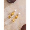 Yhpup Starfish Shell Drop Natural Freshwater Pearl Earrings Summer Stainless Steel Charm Daily Jewelry Wholesale Gift