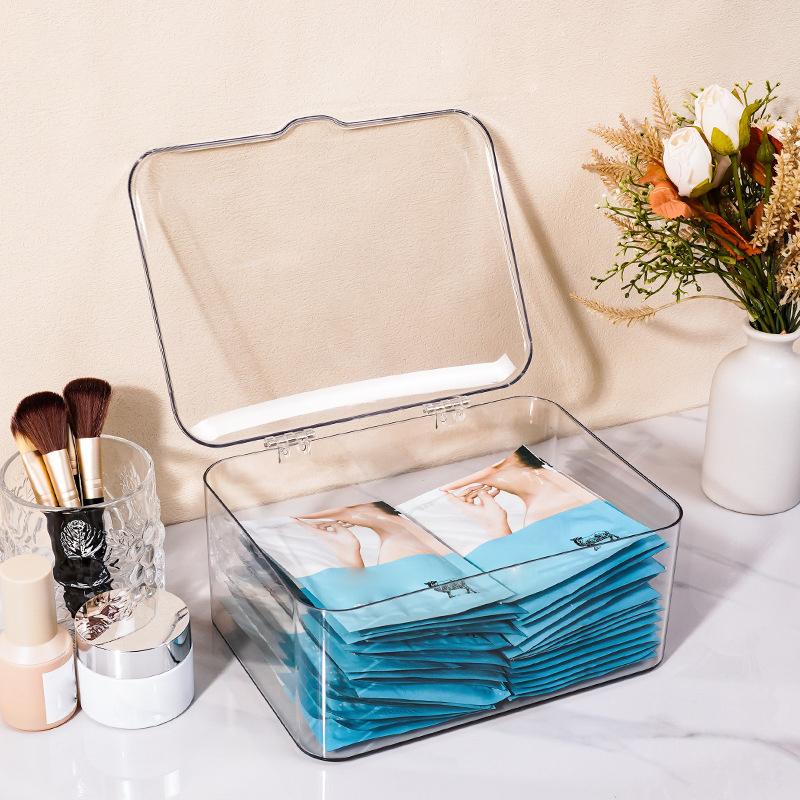 Transparent Acrylic Cosmetics Storage Box Waterproof Dustproof With Lid Jewelry Make Up Organizer For Home Desktop Storage Box