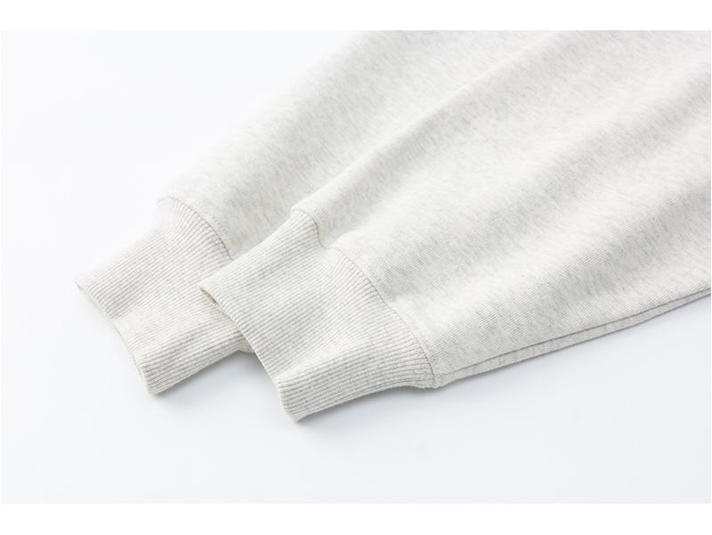 Men's Heavyweight White-Gray Fleece Hoodie: Autumn/Winter Loose Fit, Round Neck Long-Sleeve Pullover
