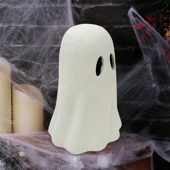 Halloween Ghost Figurine Spooky Small White Ghost Statue Resin Tabletop Decoration for Halloween Indoor Home Shelf Desk Decor