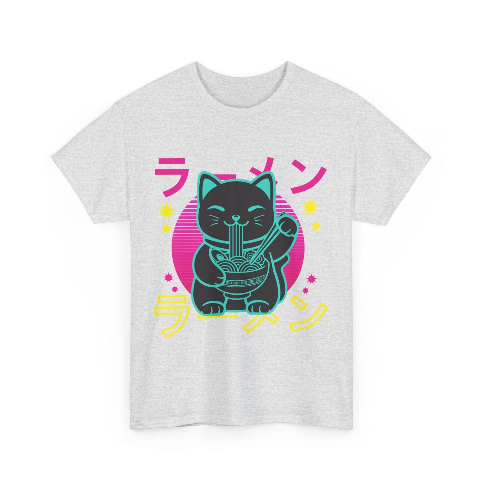 Anime Cat Shirt, Kawaii Cat Japanese Noodles Lovers Kitten Funny T-Shirt XXXL