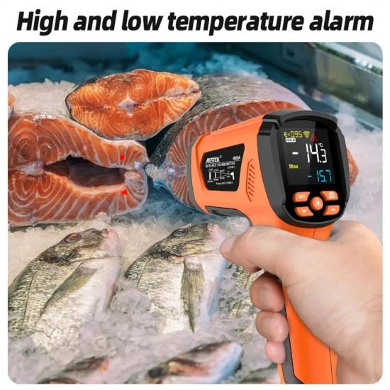 Non-contact Infrared Thermometer -40°C~1600°C High Temperature Meter with K-type Probe Laser Pyrometer Adjust Emissivity