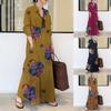 Spring Women's Printed Lapel Casual Long Shirt Dress