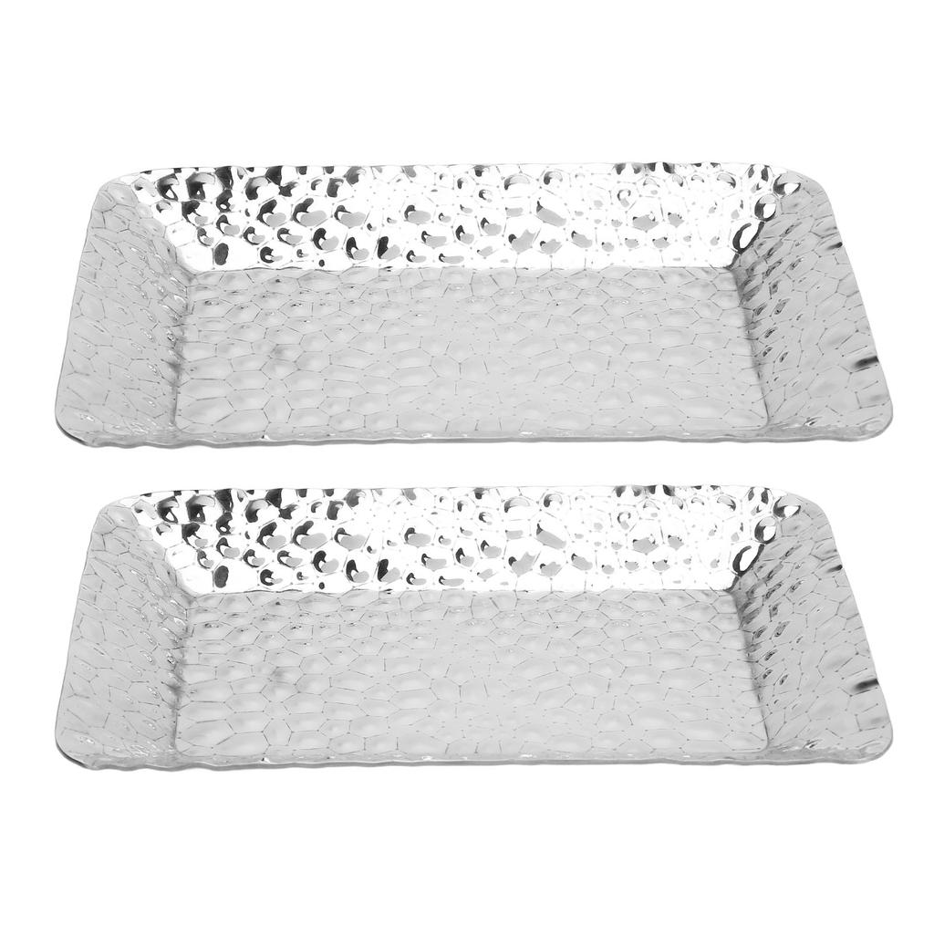 2PCS Stainless Steel Towel Tray Rectangular Serving Tray Decorative Vanity Platter Tray Kitchen Bath