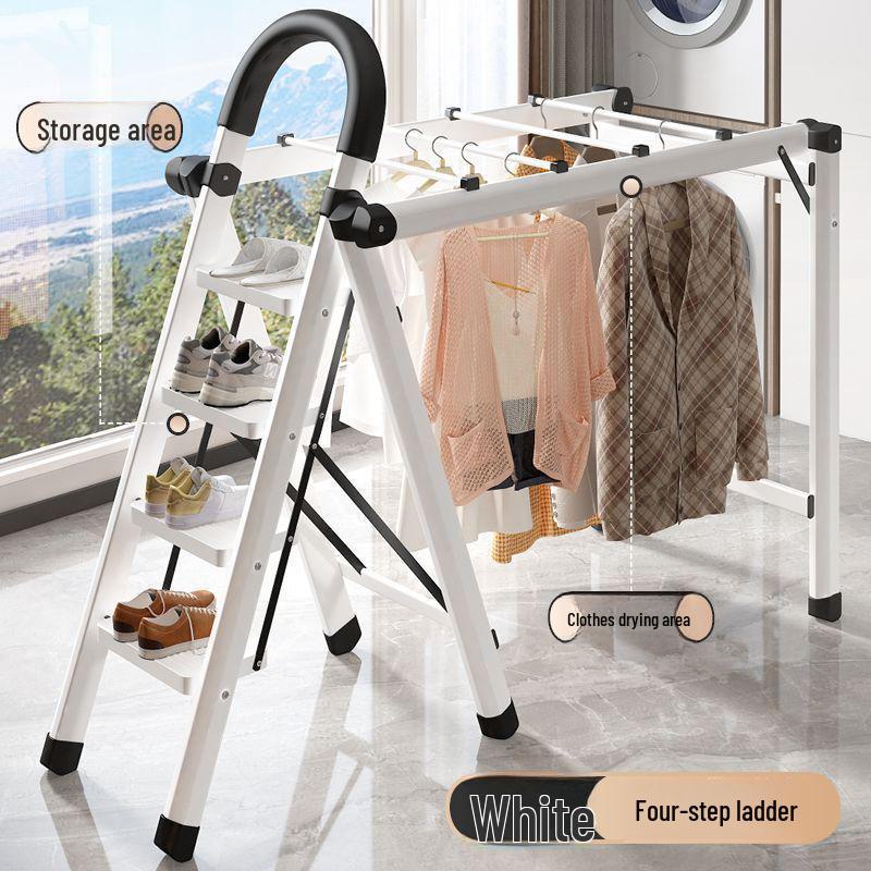 Multifunctional Folding Carbon Steel Ladder and Clothes Drying Rack