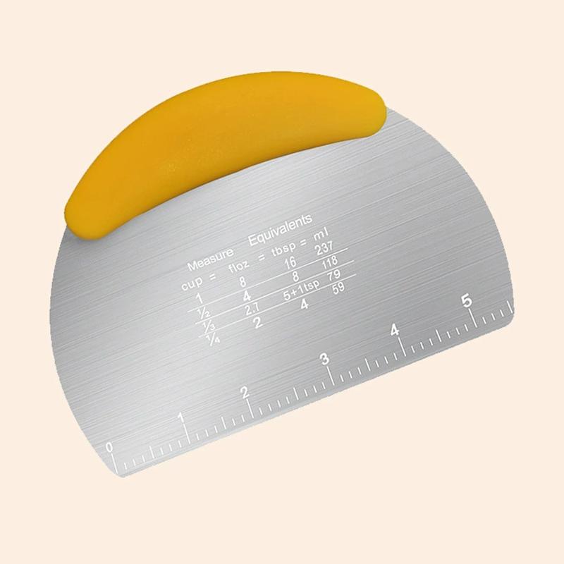 Stainless Steel Dough Scraper with Measurement Marks Cake Decorating Tool Baking Pastry Scraper Pizza Cutter for Kitchen Gadget