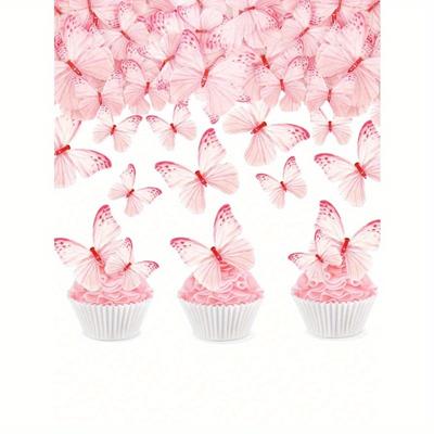 48 Pezzi Farfalle Comestibili Per Decorazione Torta, Farfalle Carta Wafer Cake Topper Decorazione Cupcake Farfalla Per Matrimonio Compleanno Anniversario Fiore