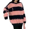 Real Shot Large Size Women's Clothing Striped Mink Fleece Pullover, Loose Design, New Thickened Knitted Sweater Women's Sweater