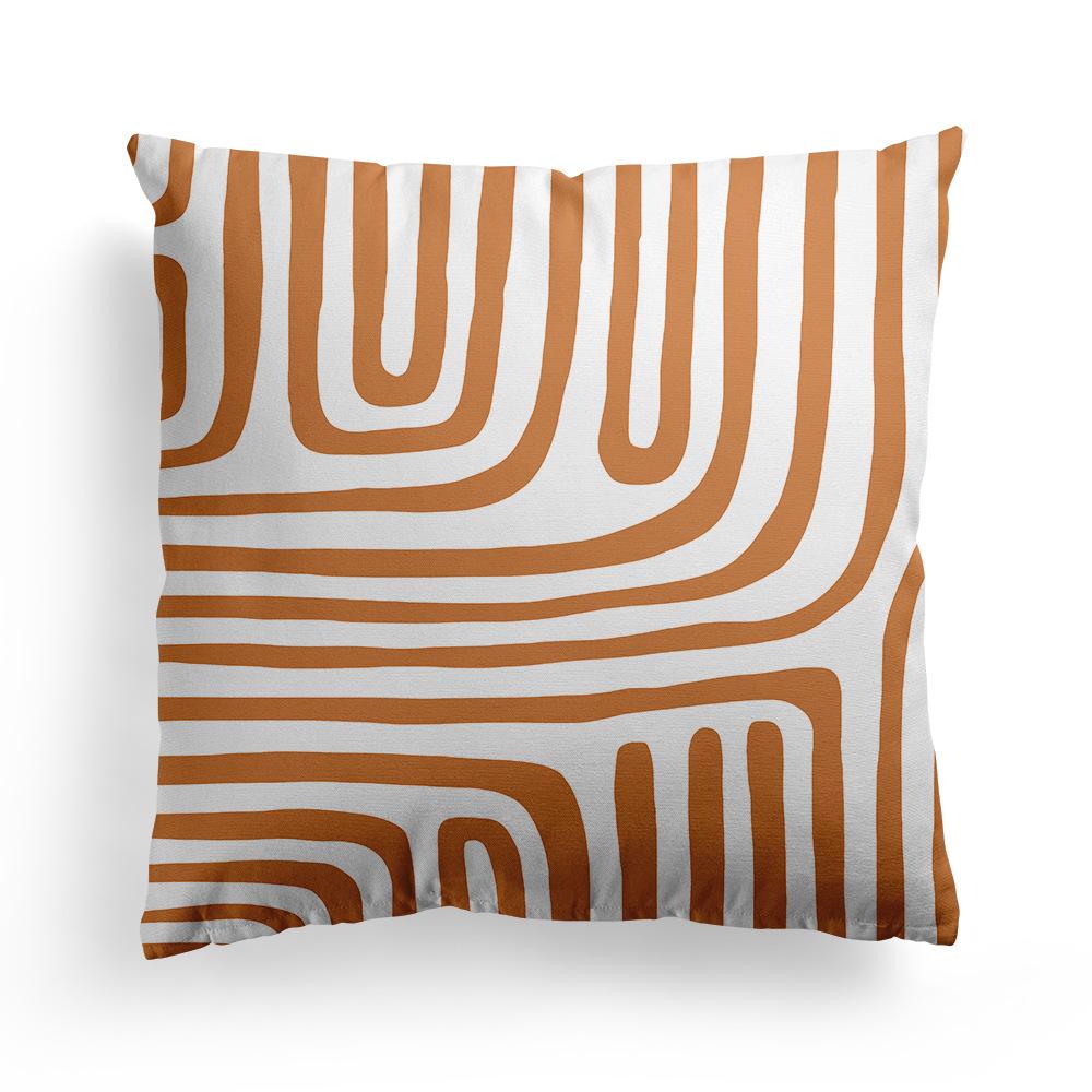New Nordic Orange Geometric Pillowcase Floral Print Peach Leather Fleece Home Pillow Cushion Cover