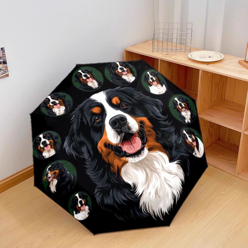1 PC Automatic Folding Umbrella - Bernese Mountain Dog2 Pattern, Portable & Foldable Design with 8 Ribs, Christmas Birthday Gifts