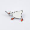 Charming Goose Pose Brooch: Cute Cartoon Animal Metal Badge with Drip Oil Finish.