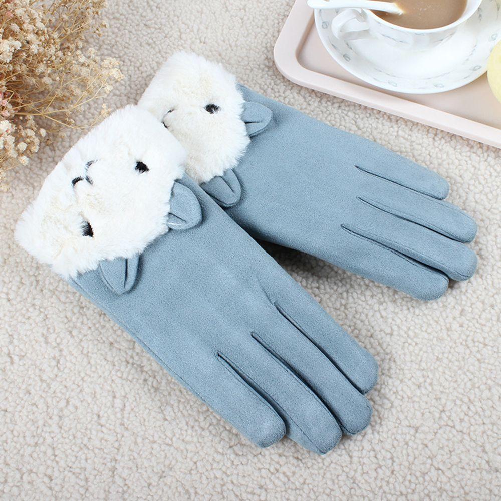 Winter Point Finger Outdoor Plus Fleece  Gloves Women Gloves Suede Korean Style Mittens
