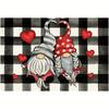 1PC Placemats Square Love Heart Buffalo Plaid Gnome Pattern Table Pads Happy Valentine's Day Theme Romantic Table Decoration