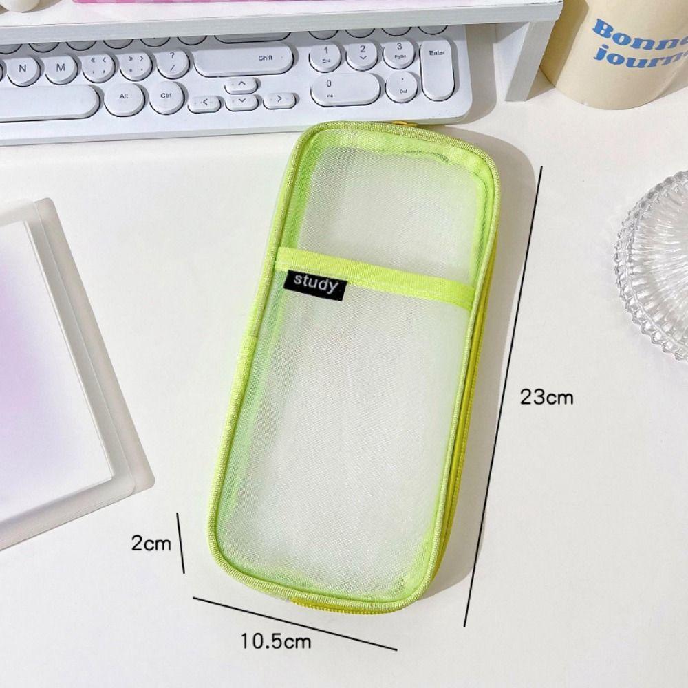

Многофункциональный прозрачный пенал Прозрачная дорожная косметичка Сетчатый пенал Школьные принадлежности зелёный
