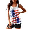 2Pcs/Set Women Tankini Set American Independence Day Print Vest Solid Color Swimming Shorts Set Swimwear