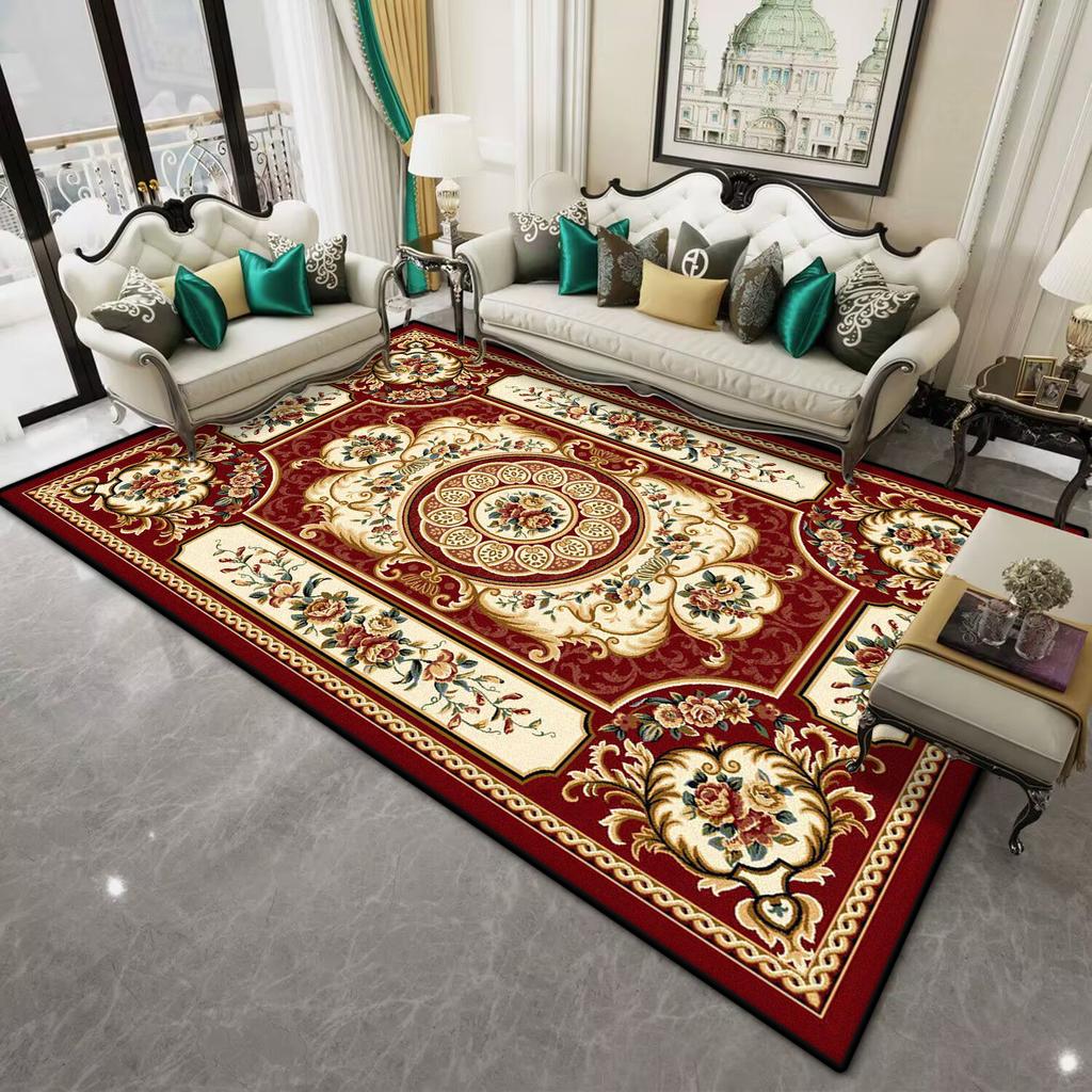 Persian Style Red Large Living Room Carpet Soft Non-slip Decoration Home Dining Room Rug Easy Clean Coffee Tables Mat Washable