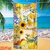 Fresh Watercolor Style Whole Lemon With Green Leaf Print Quick Dry Sand Proof Absorbent Microfiber Pool Beach Towel