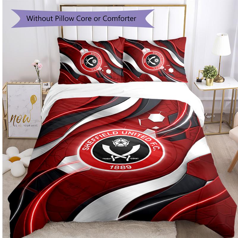 Set Lenzuola Stampato Sheffield United Football 3 Pezzi, Comodo Set Copripiumino per Camera da Letto Amico della Pelle