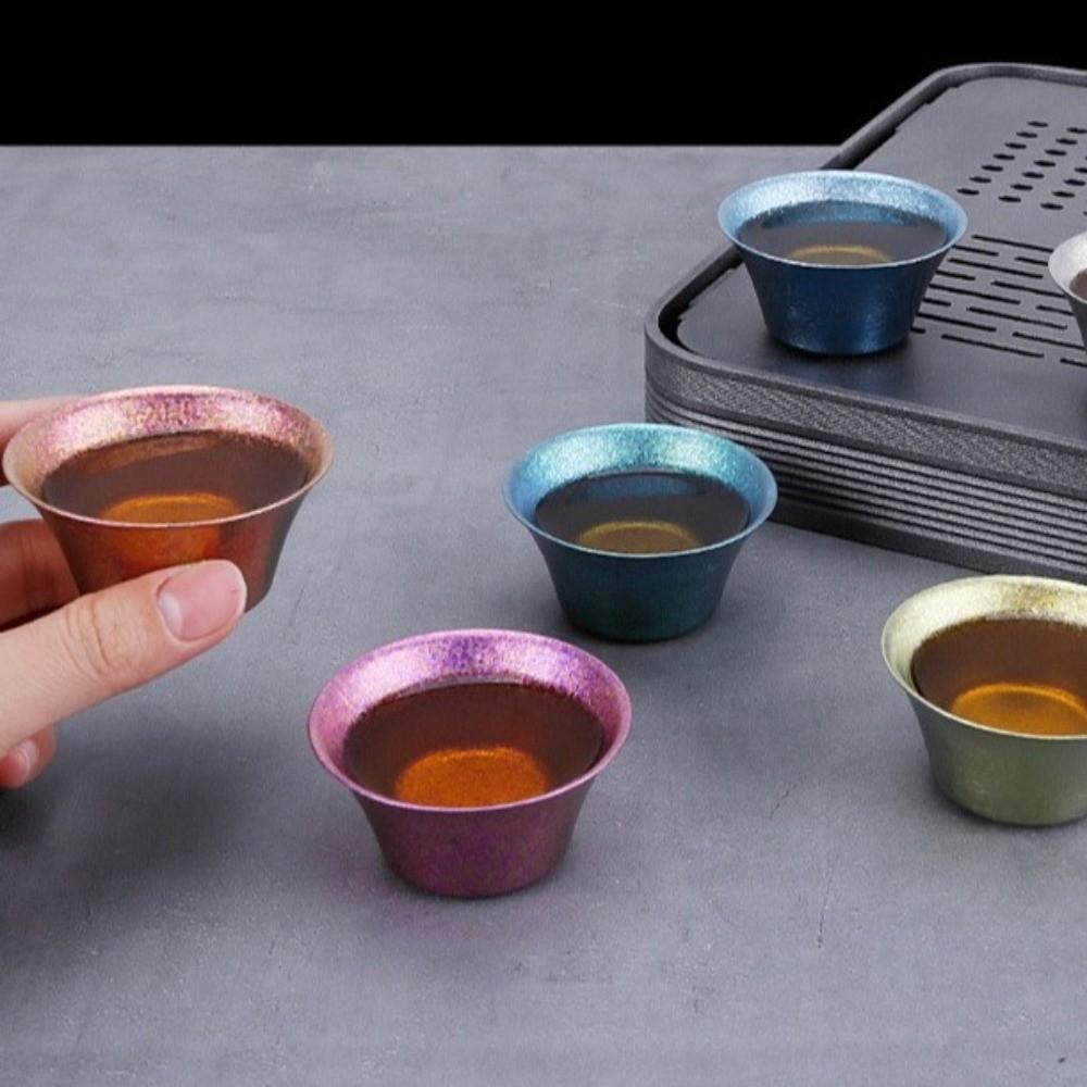 Double Wall Gongfu Tea Cup Heat Insulated Chinese Tea Cup Titanium Tea Cup  Camping and Travel