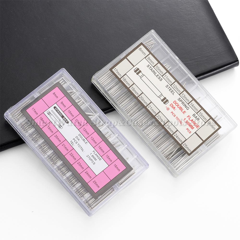 360 pz/set Diametro 1,5 mm/1,8 mm Barre a molla in acciaio inossidabile Lunghezza 8 mm - 25 mm Cinturino per orologio Pin di collegamento in metallo Strumenti per la riparazione dell'orologio Pin