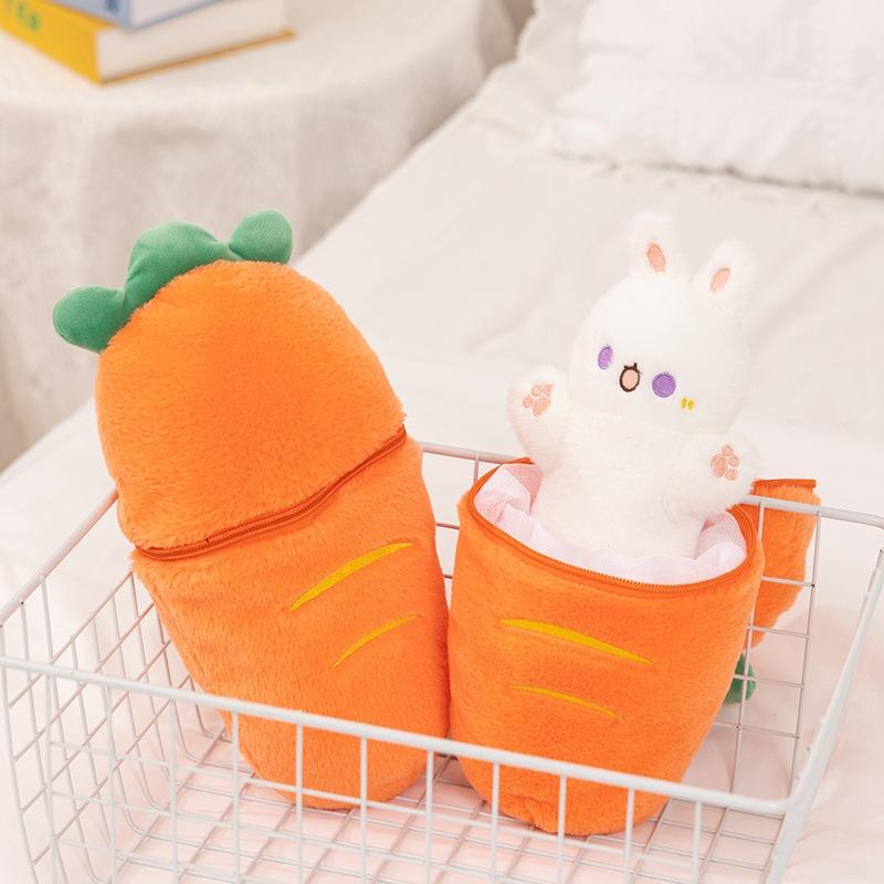 Carrot Rabbit Transformation Doll Plush Toy Carrot Doll Girls Accompany Soothing Doll