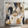 Modern Black Gold Shower Curtain With Watercolor Botanical Design Neutral Decor Bathroom Accessories Set For Home Improvement