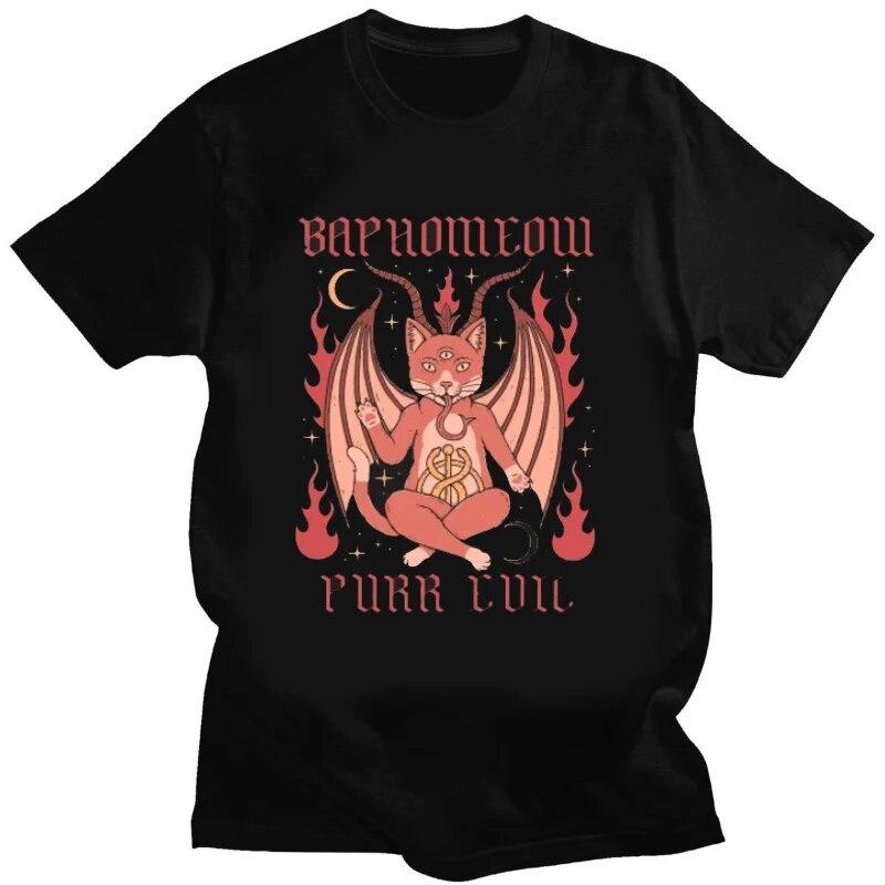 Kawaii Satan Demon Graphic Tshirts Funny Goat TeeHail Baphomet Horror Funny Evil T Shirt Unisex Women Summer XS-4XL Tee Shirts