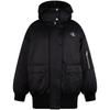Letter Embroidered Zipper Pocket Design Loose Cotton Jacket Women Jackets Space-Black J221879