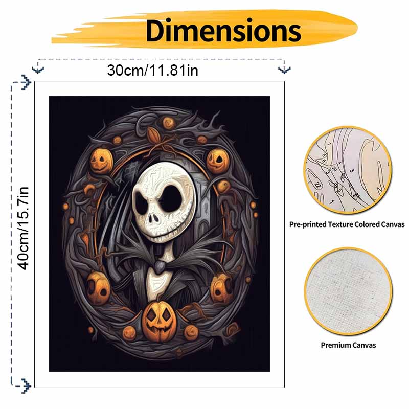 Disney Jack Skellington DIY Painting Kit Classic Style Home Decor Craft Gift Idea Halloween Pumpkin Frame Wall Art Canvas Painting Set 123