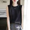 Women's Solid Tencel Linen Knit Sleeveless Vest