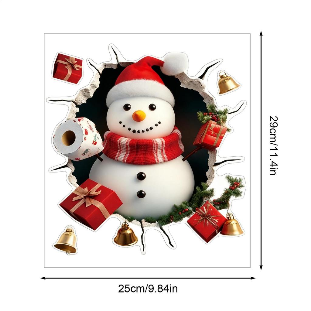 25x29cm Christmas Theme Wall Decals Snowman / Santa Claus / Deer Removable Cute Cartoon Home Decor For Winter School Class Room