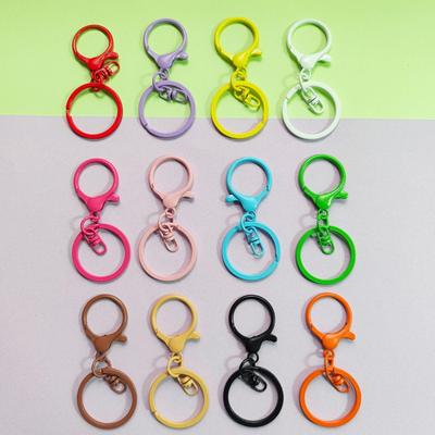 Colorful Lobster Clasp Keychain Set: Three-Piece Metal Figure-Eight Buckle, Flat Ring, DIY Jewelry Keychain Accessories.