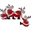 Christmas Door Frame Decoration with Wooden Santa Claus and Elk Figures Seasonal Ornament for Front Door and Home Display