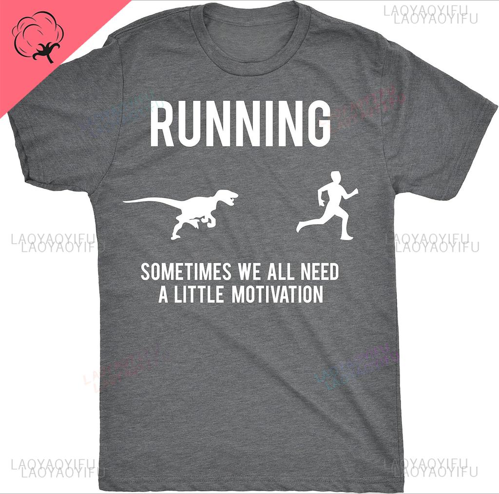 Mens Running Motivation Raptor Chase Aesthetic Shortsleev Cotton TShirt Funny Dinosaur Harajuku Oneck Nerdy Unique Graphic Tee