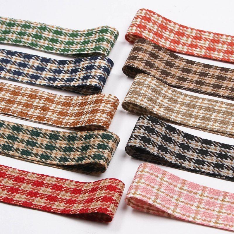 5 Yards Retro Classic Jacquard Ribbon Houndstooth Brocade Ribbon for Bows Bouquets Gift Wrapping Clothing Sewing DIY Accessories