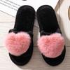 Love Open Fluffy Open-toed Warm Autumn and Winter Four-season Open Cotton Slippers Home Slippers