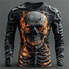 Nueva Camiseta de Manga Larga Casual para Hombre con Gráfico de Calavera Estampado 3D Ropa de Primavera y Otoño