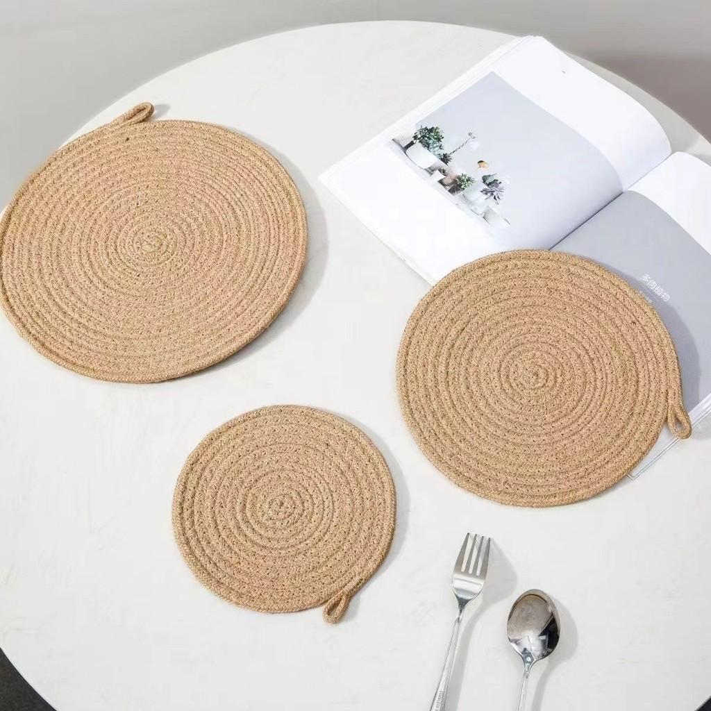 Round Jute Coaster Set With Waterproof Nonslip Design For Home Decor And Tea Cups