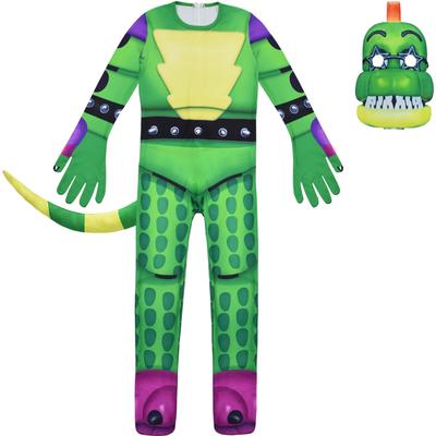 Kluci Dívky Fnaf Hororový Medvěd Zeleně Tištěný Kombinéza Maska Ocas Obleček pro Děti Vánoce Halloween Cosplay Kostým